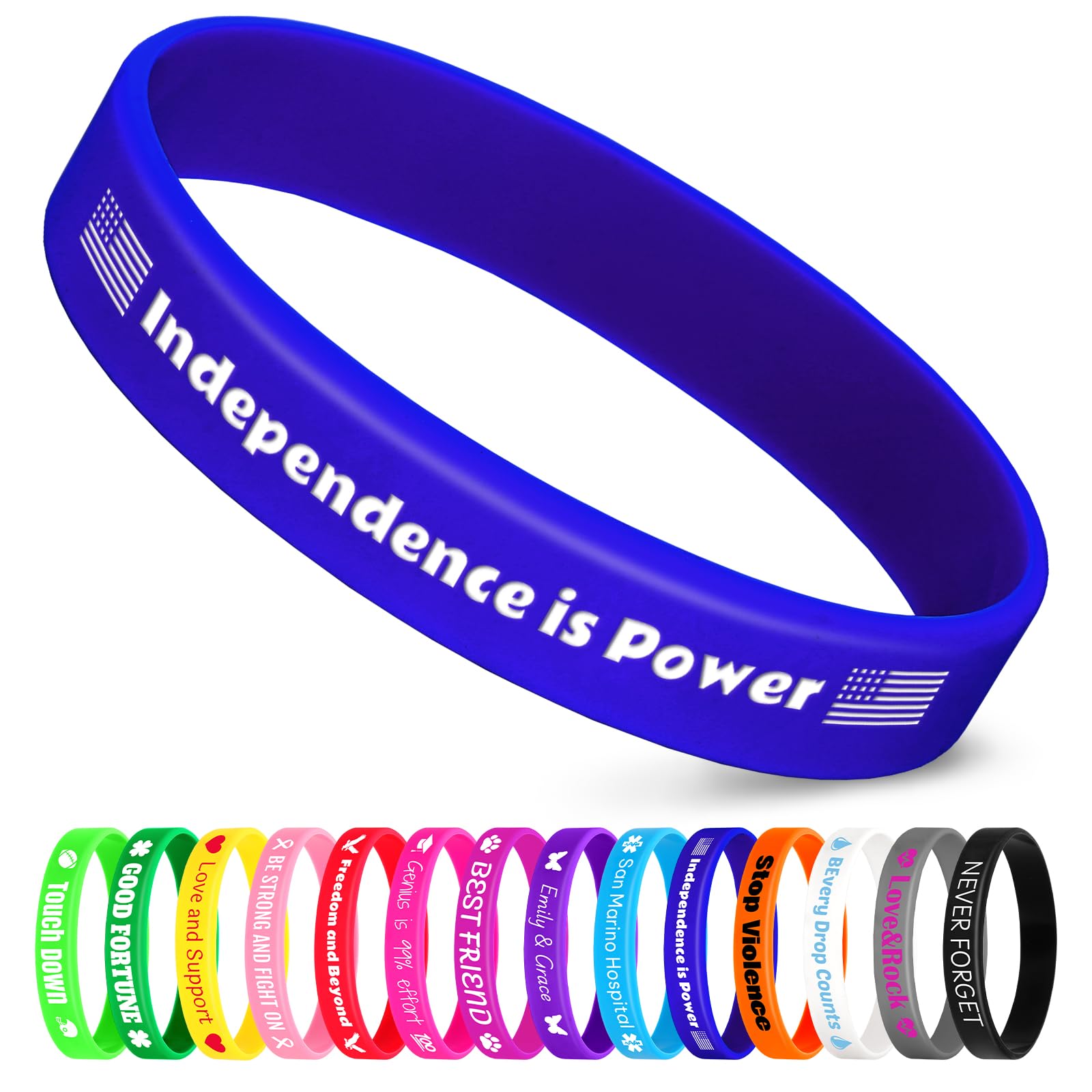 Jodimitty 150Pcs Personalised Wristbands Silicone Wristbands for Men Women Adults, Custom Text & ICON, Bulk Wrist Bands for Event Party Festival Wedding Awareness Motivation, 202x12mm (Dark Blue)