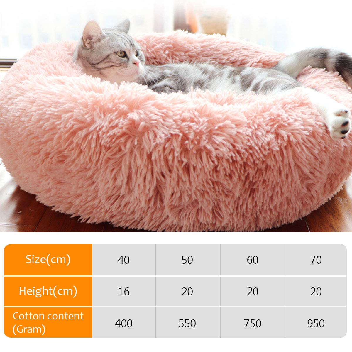 WINS Flauschiges Donut-Haustierbett – Waschbares Katzen- & Hundebett In 4 Größen (bis 16 Kg)