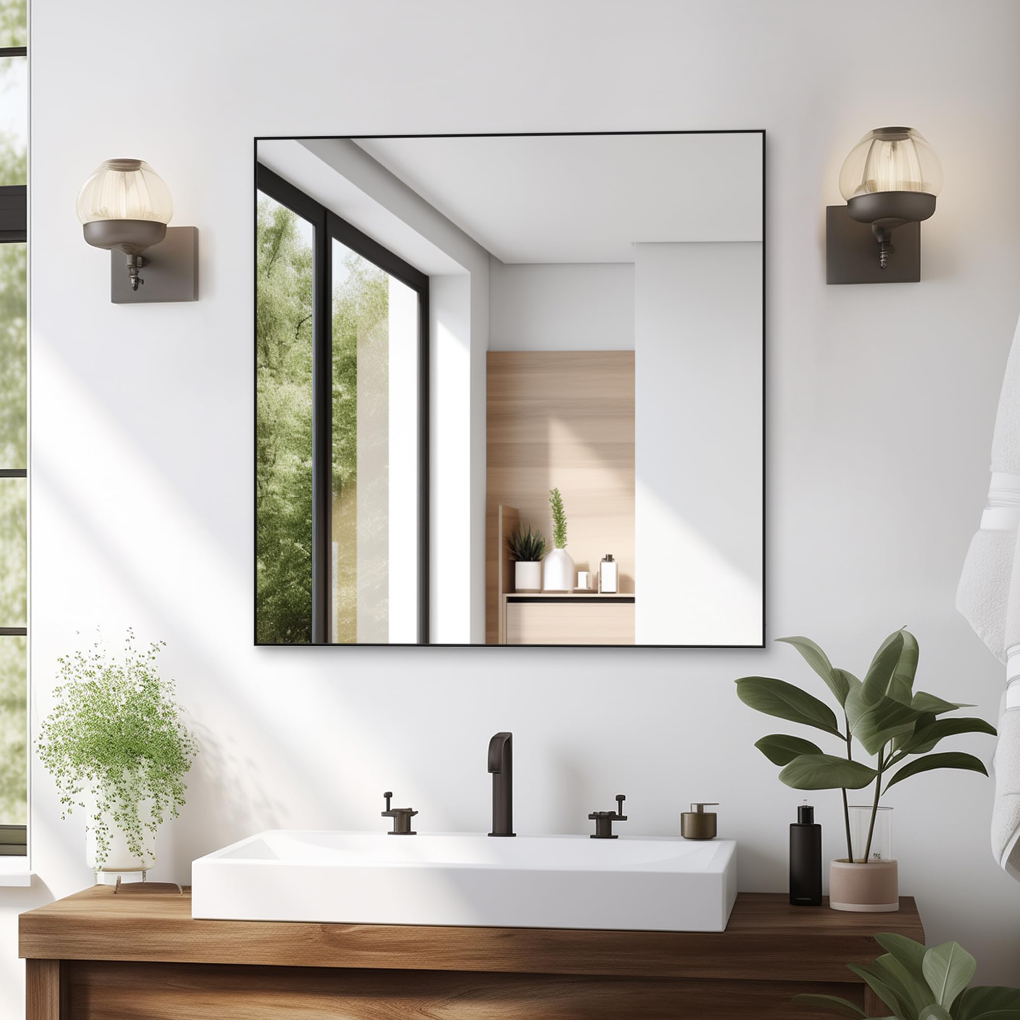 Miroir de salle de bain carré 76 cm pour agrandir votre salon