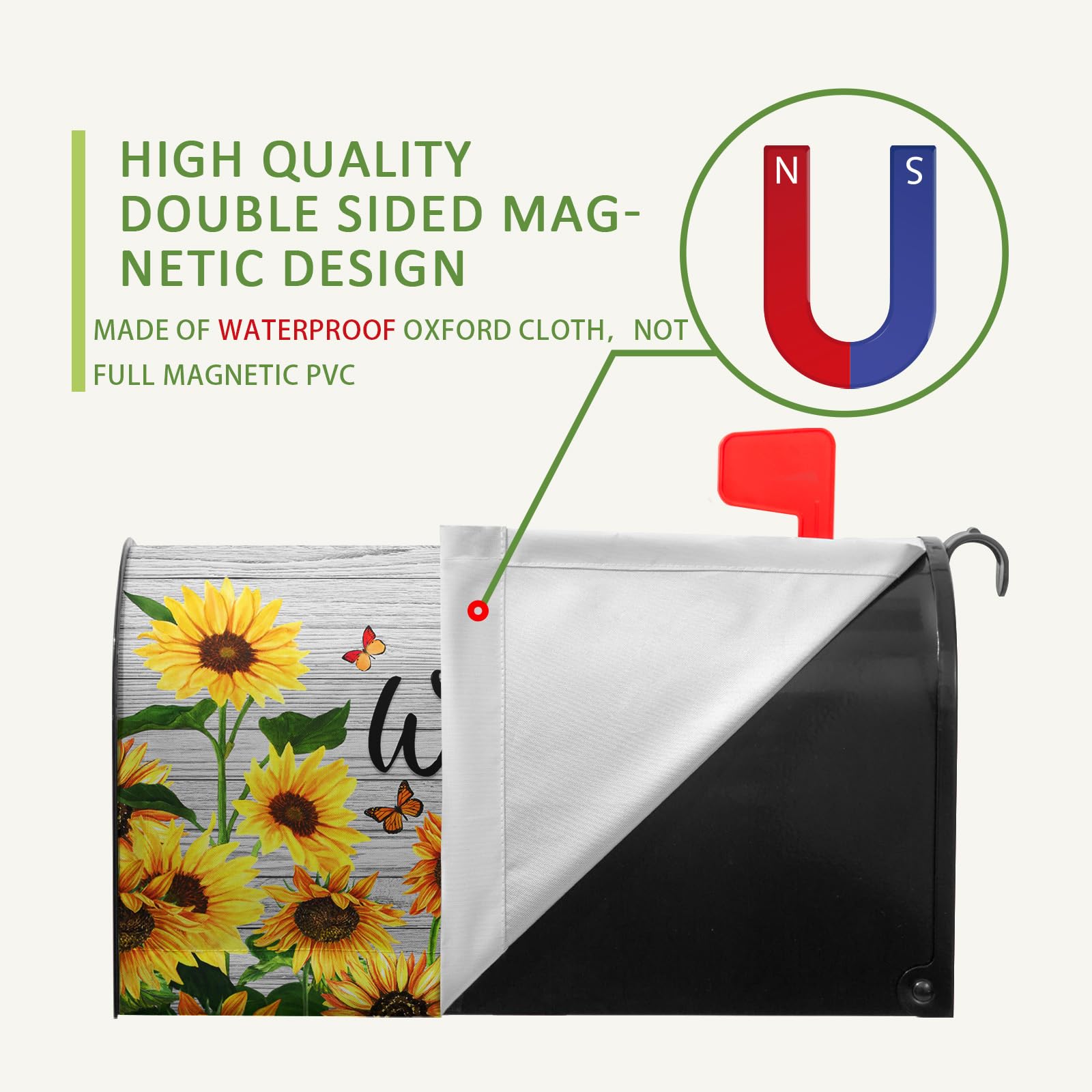 Sunflower Mailbox Cover – Fits Standard 21x18 Mailboxes, Weatherproof & Easy To Install