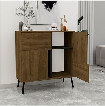Inarch Design Darien Ç001 Multi-Purpose Cabinet Walnut/Wooden Black