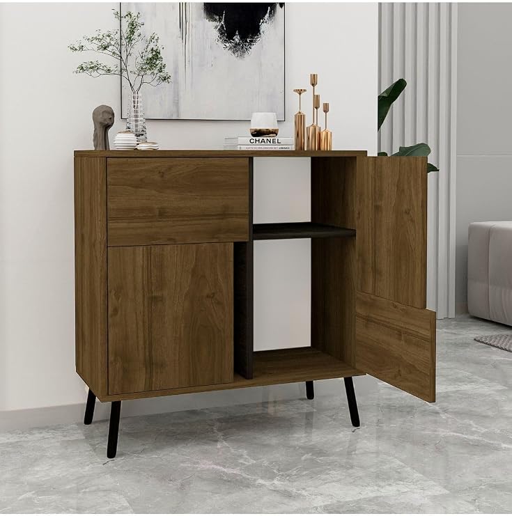 Inarch Design Darien Ç001 Multi-Purpose Cabinet Walnut/Wooden Black