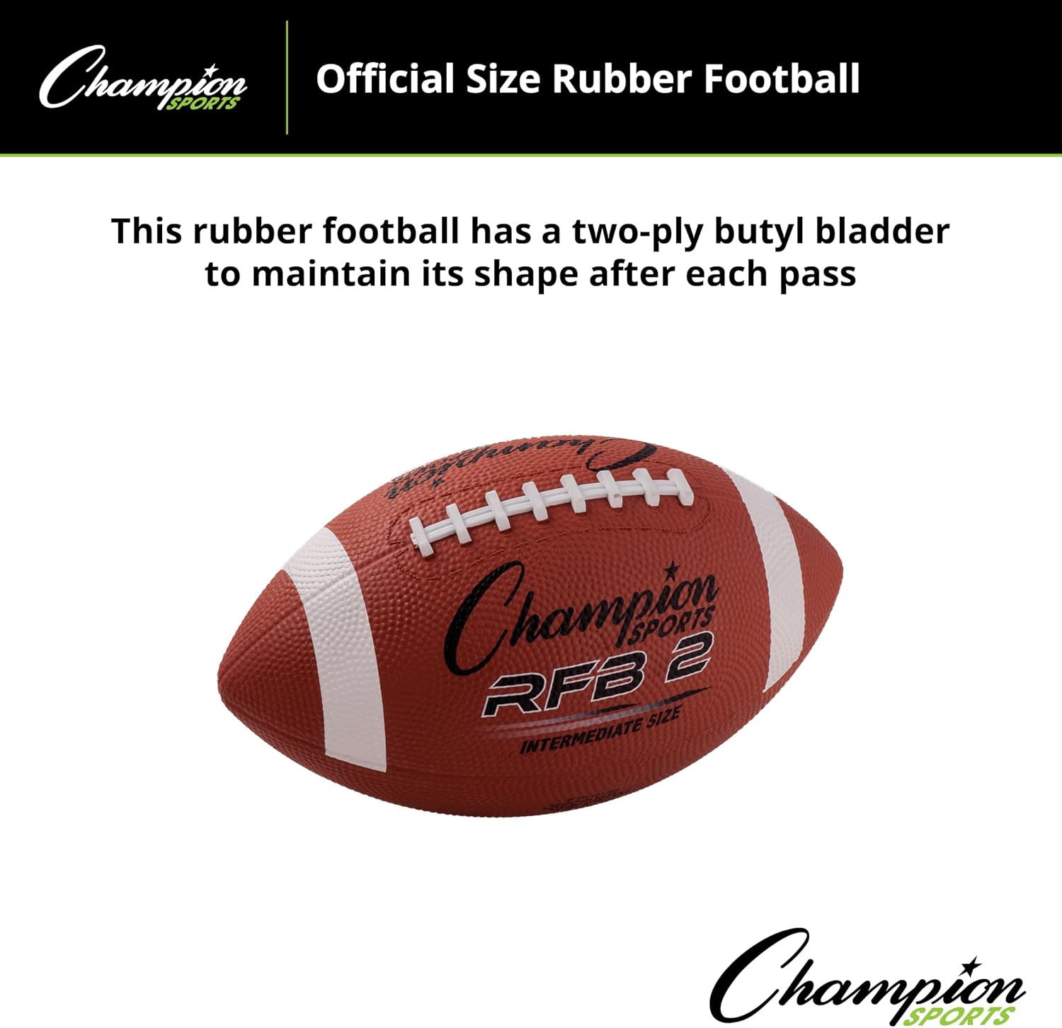 Champion Sports Rubber Football – Durable All-Weather Ball for Pee Wee to Official Sizes, Indoor & Outdoor Play