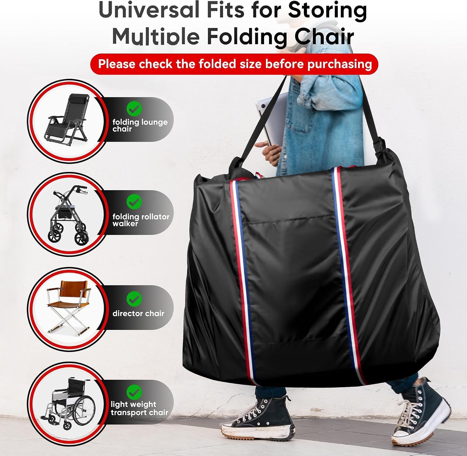 Rollator - Bolsa de viaje impermeable para silla de ruedas para andador plegable, silla de ruedas compacta, funda de transporte portátil para coche y avión TSA viajes, Black, 39"Lx16"Wx32"H