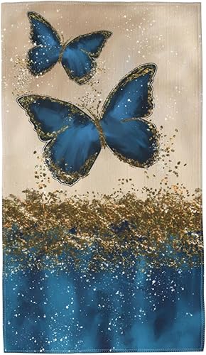 Toallas de mano con diseño de mariposa para baño, toalla facial de microfibra absorbente, toallas de baño de secado rápido, paños de lavado para