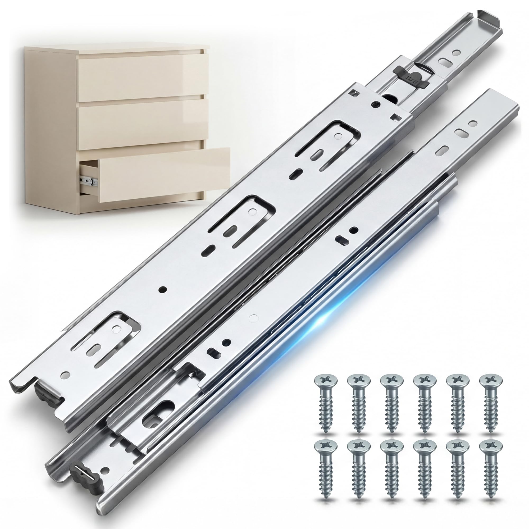 HOMANDS 10 Inch Drawer Slides 4 Pairs (8pcs) Side Mount Rails — Heavy Duty Full Extension Ball Bearing