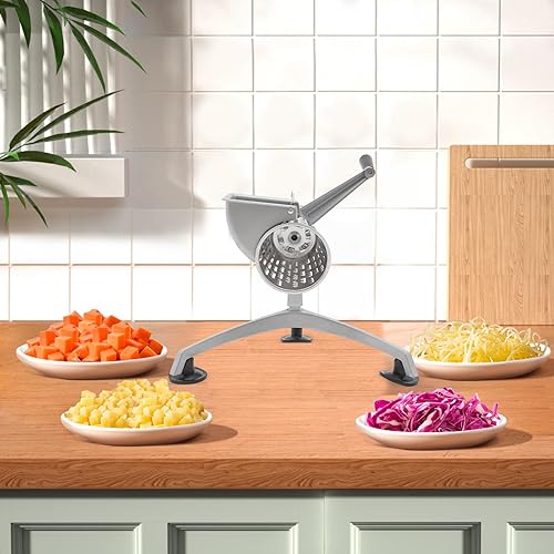 Miniatura 7 de Cortador manual de verduras, cortador de verduras multifuncional, herramienta manual de rejilla de queso, cortador de verduras de manivela con 5