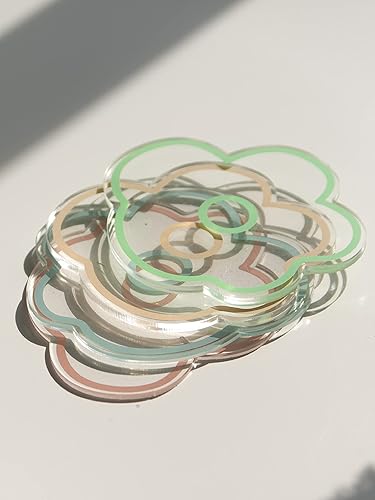 Miniatura 8 de Posavasos de acrílico transparente con forma de flor, posavasos de acrílico, decoración del hogar, adornos decorativos (amarillo)