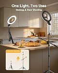 LUXSURE Anneau Lumineux de 10.5" avec Trépied et 2 Supports de Téléphone, Trépied pour iPhone avec Lumière - 3 Modes de Couleur, Trépied Suspendu avec Bras de Prise de Vue pour Enregistrement Vidéo/Création de Contenu/TikTok/YouTube, CRI>95