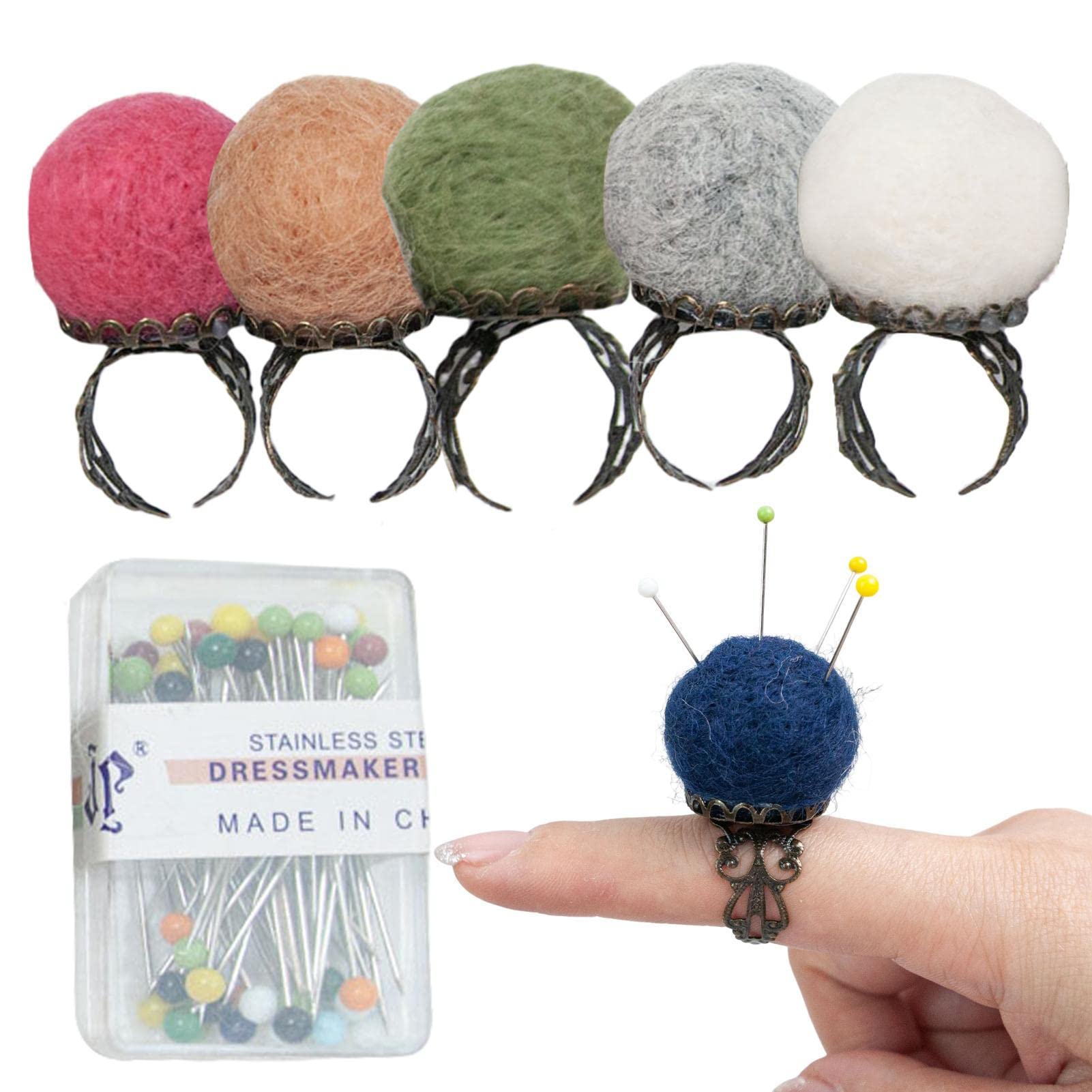 Sewing Pin Cushion - Craft Needle Pin Cushion Set of 6 | Metal Finger Pincushion Sewing Accessories for Quilting, Needlework, Crafting