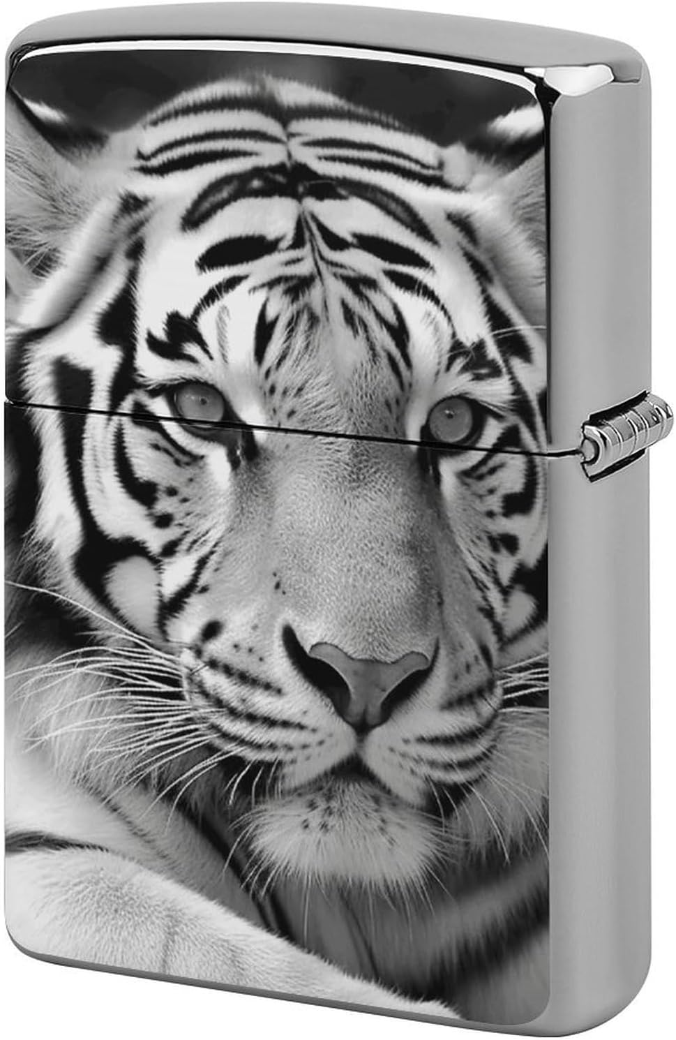 Black White Tiger Lighter Case Portable Metal Lighter Cover