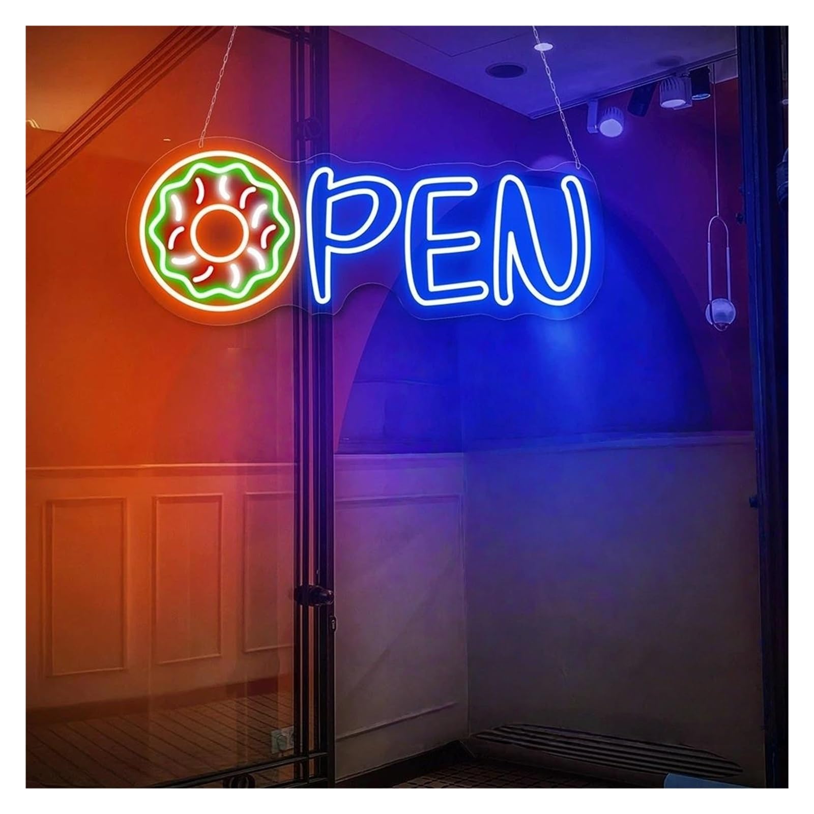 SHOUXI Sign Lamp Letter Neon Lights Donut Open Neon Sign Suitable for Donut Shop Dessert Bakery Wall Decor Light Sign(E,63.5X25CM)