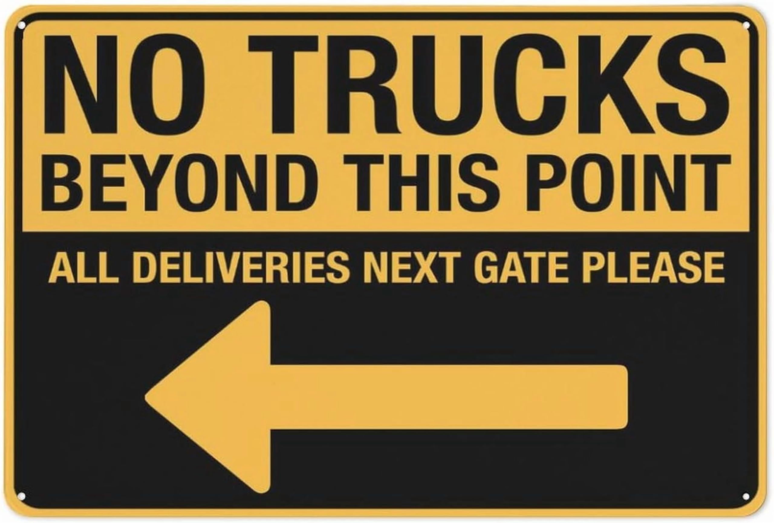 (2-Pack) Metal Tin Sign No Trucks Beyond This Point (Left Arrow) Sign For House 12"" X 8"" Yard Sign, Premium Sun-Proof, Rust-Free