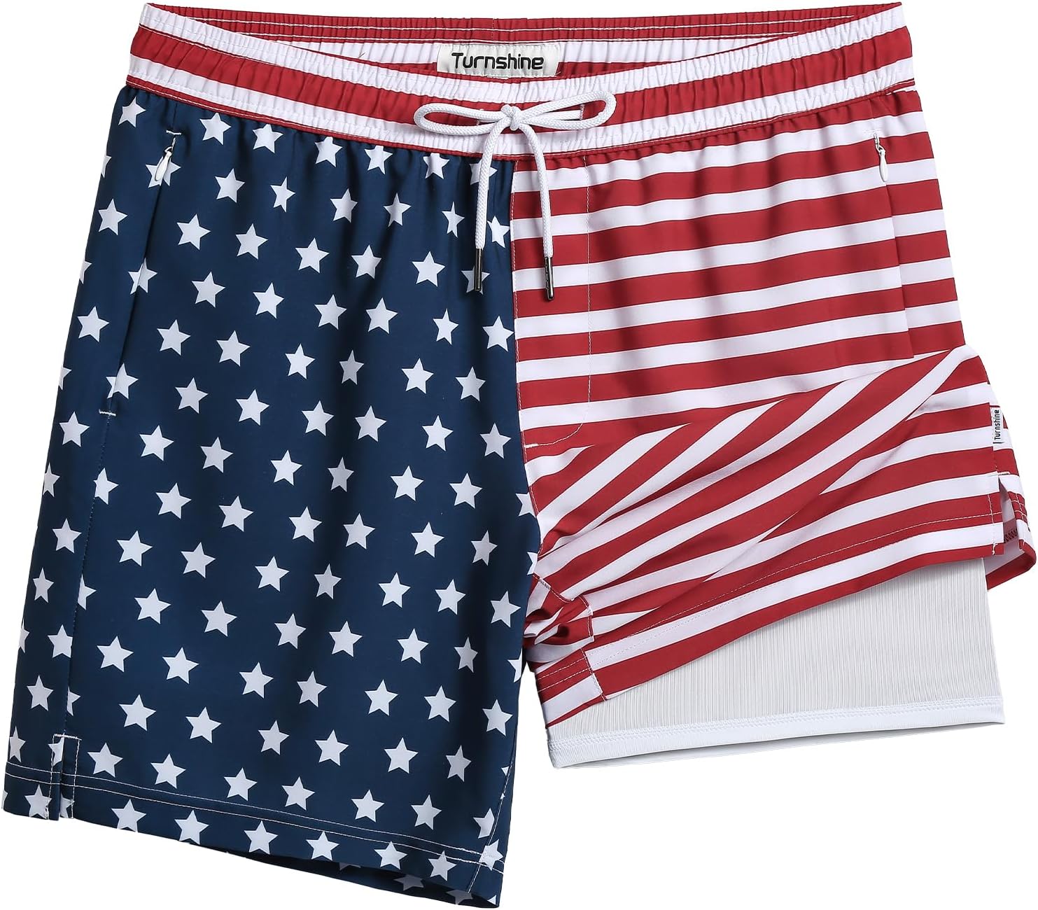 Mens Swim Trunks with Compression Liner Stretch 7" Bathing Suit Beach Shorts