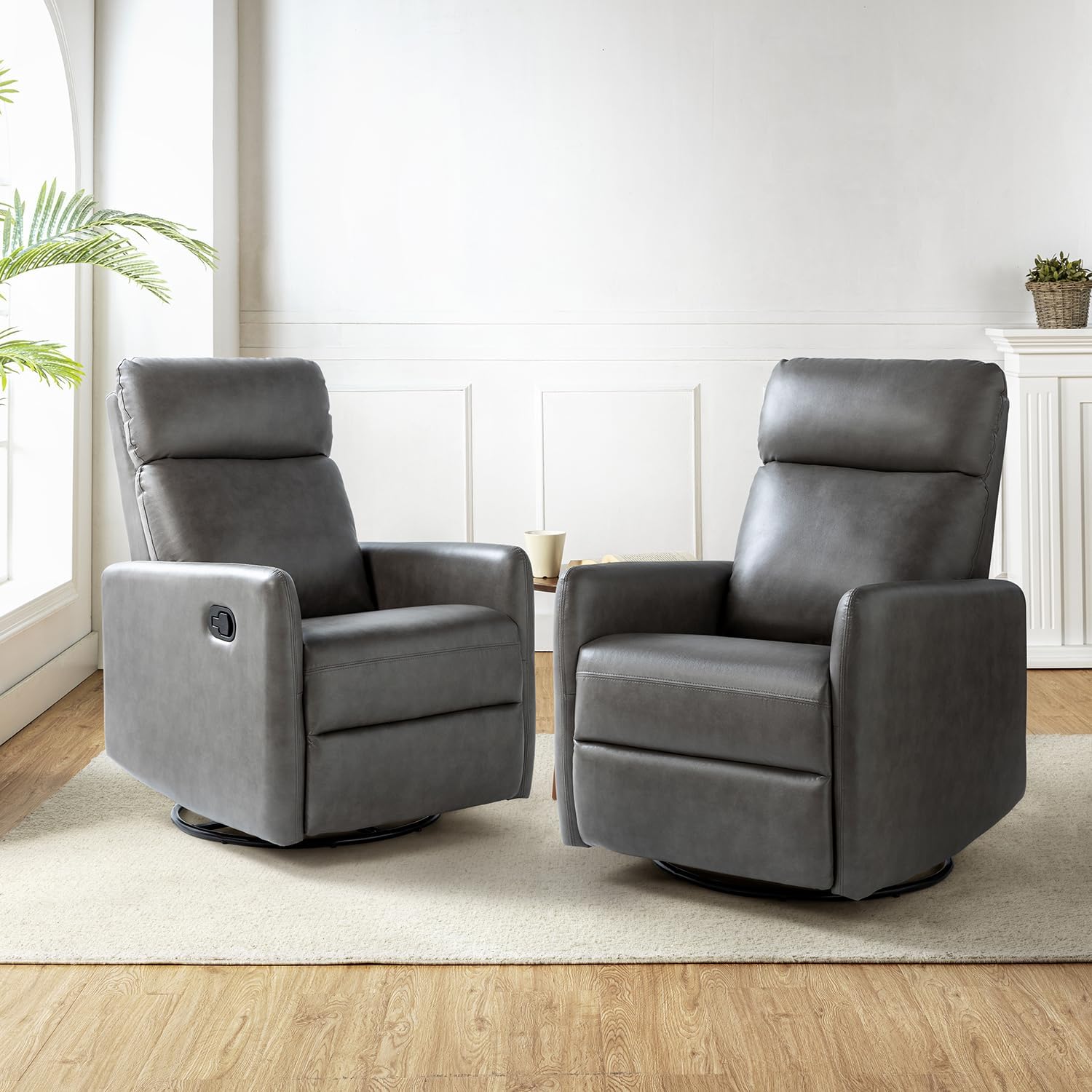 Amazon.com: HULALA HOME Faux Leather Recliner Chairs Set of 2, 360 ...