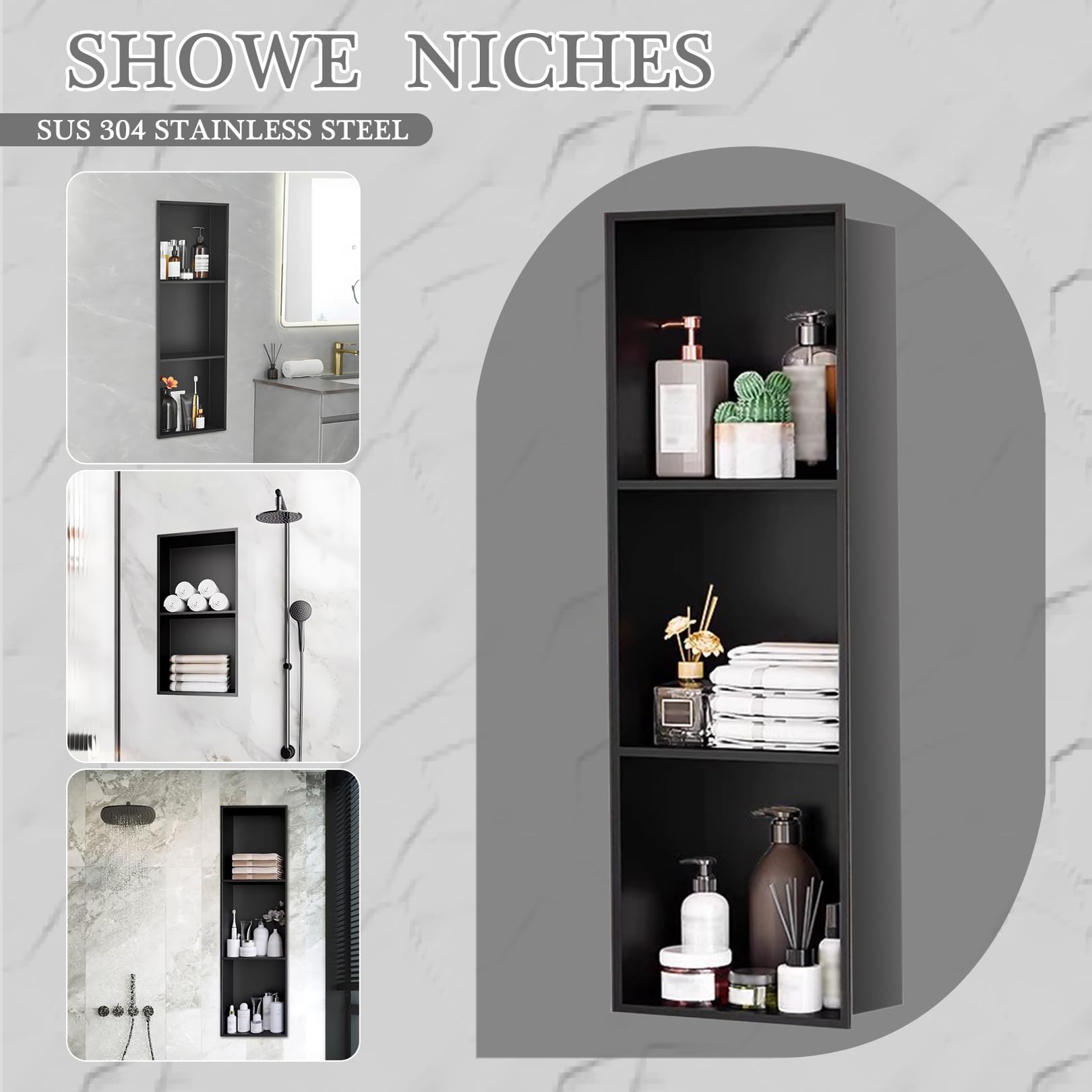 Nisza prysznicowa ze stali nierdzewnej, bez płytek, wpuszczana w ścianę, do łazienki, montaż nablatowy