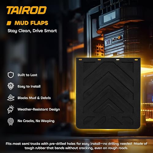 Miniatura 2 de TAIROD Aleta de barro para semirremolqueremolque, aletas universales negras de TPE resistente, 24 x 36 pulgadas, paquete de 2