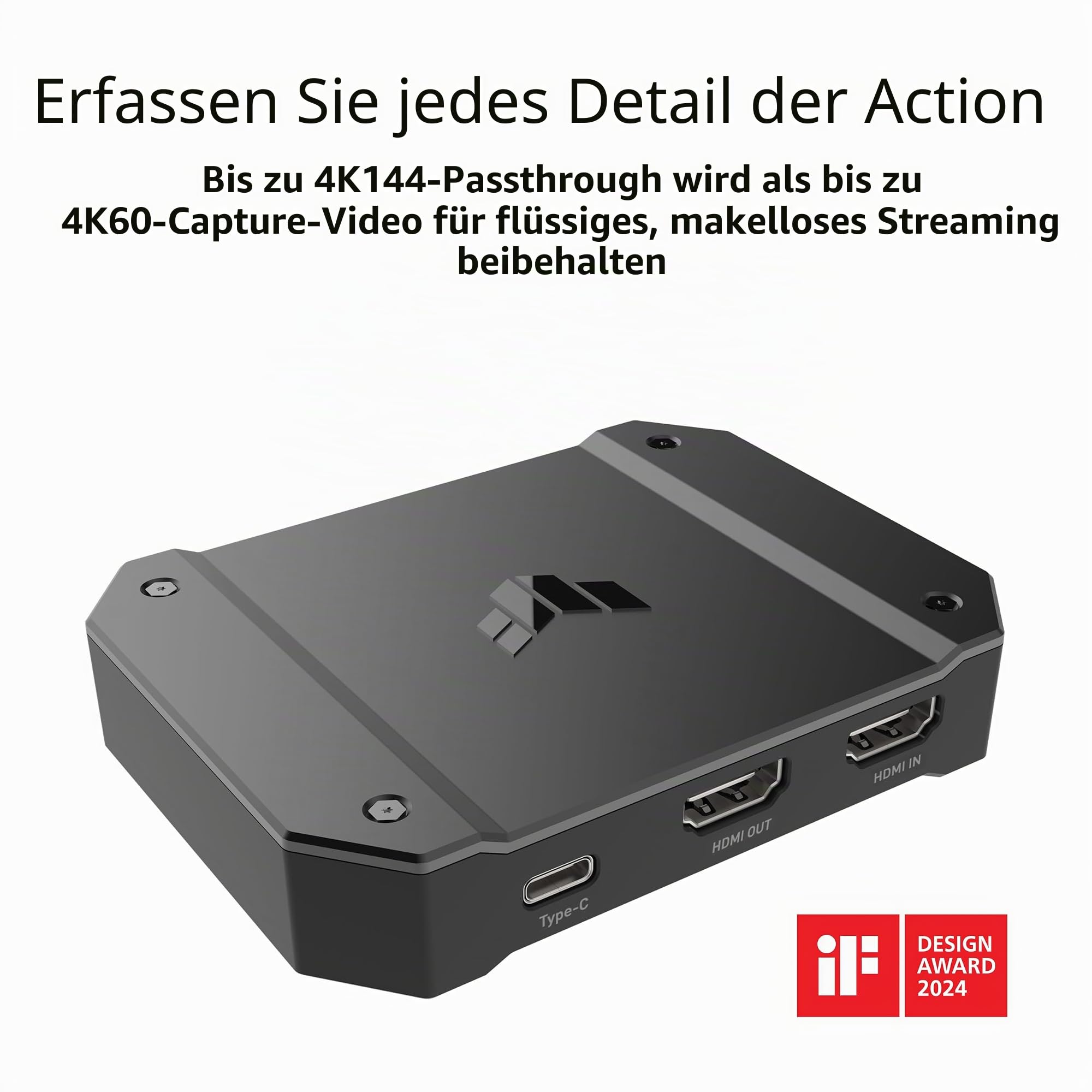 ASUS TUF Gaming Capture Box 4KPRO | 4K Video Streaming bis 60 fps, Plug-&-Play-USB 3.2 Gen 2-Anschluss, 2x3,5mm-Buchsen, OBS kompatibel, VRR Passthrough, RGB