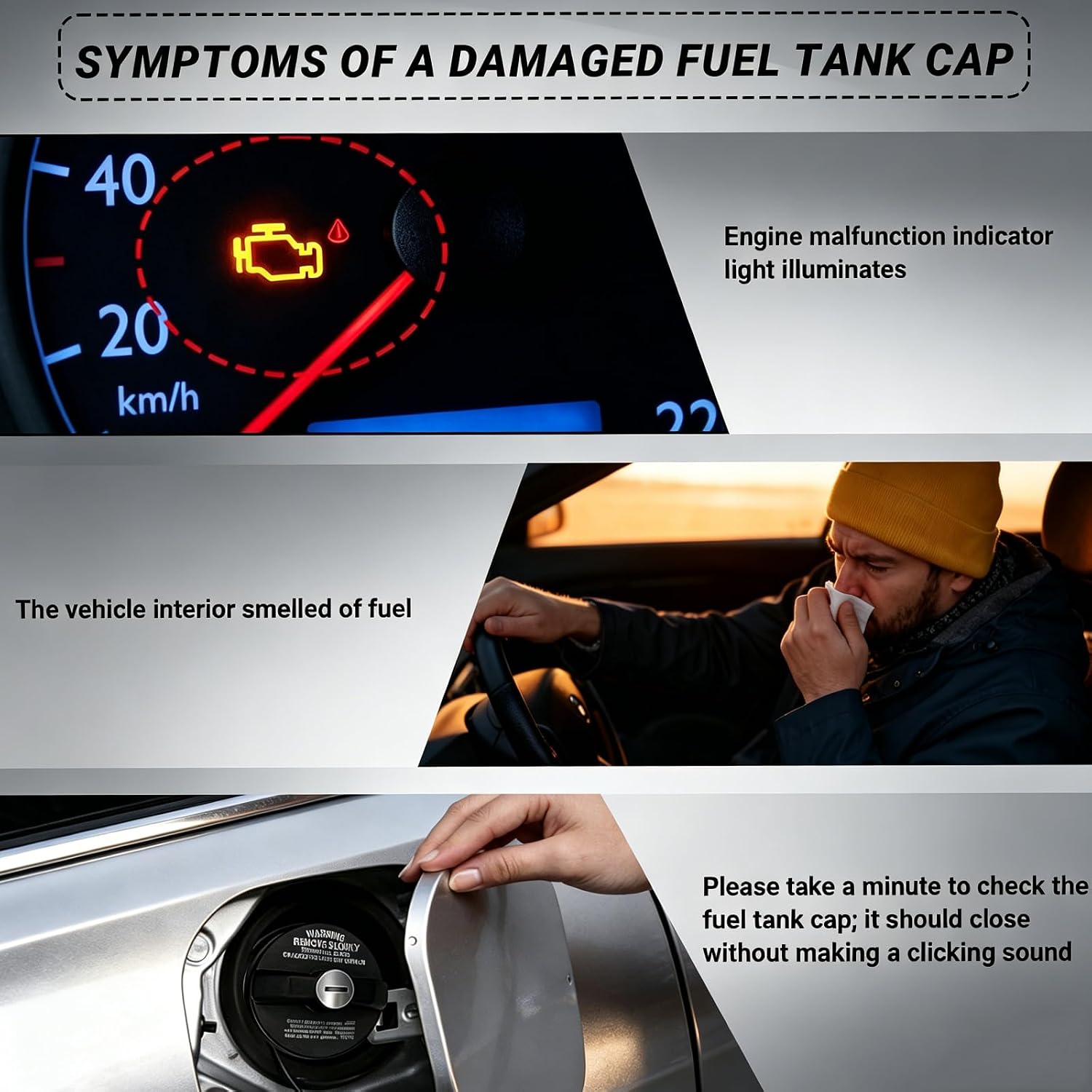 Locking Gas Cap lock, Locking Fuel Cap with Key for 4Runner, Chevy Silverado 1500 2500 3500, Nissan GMC Subaru Buick Gas Lock Fuel Tank Caps Cover Replacement with Key 10504 77300-47020