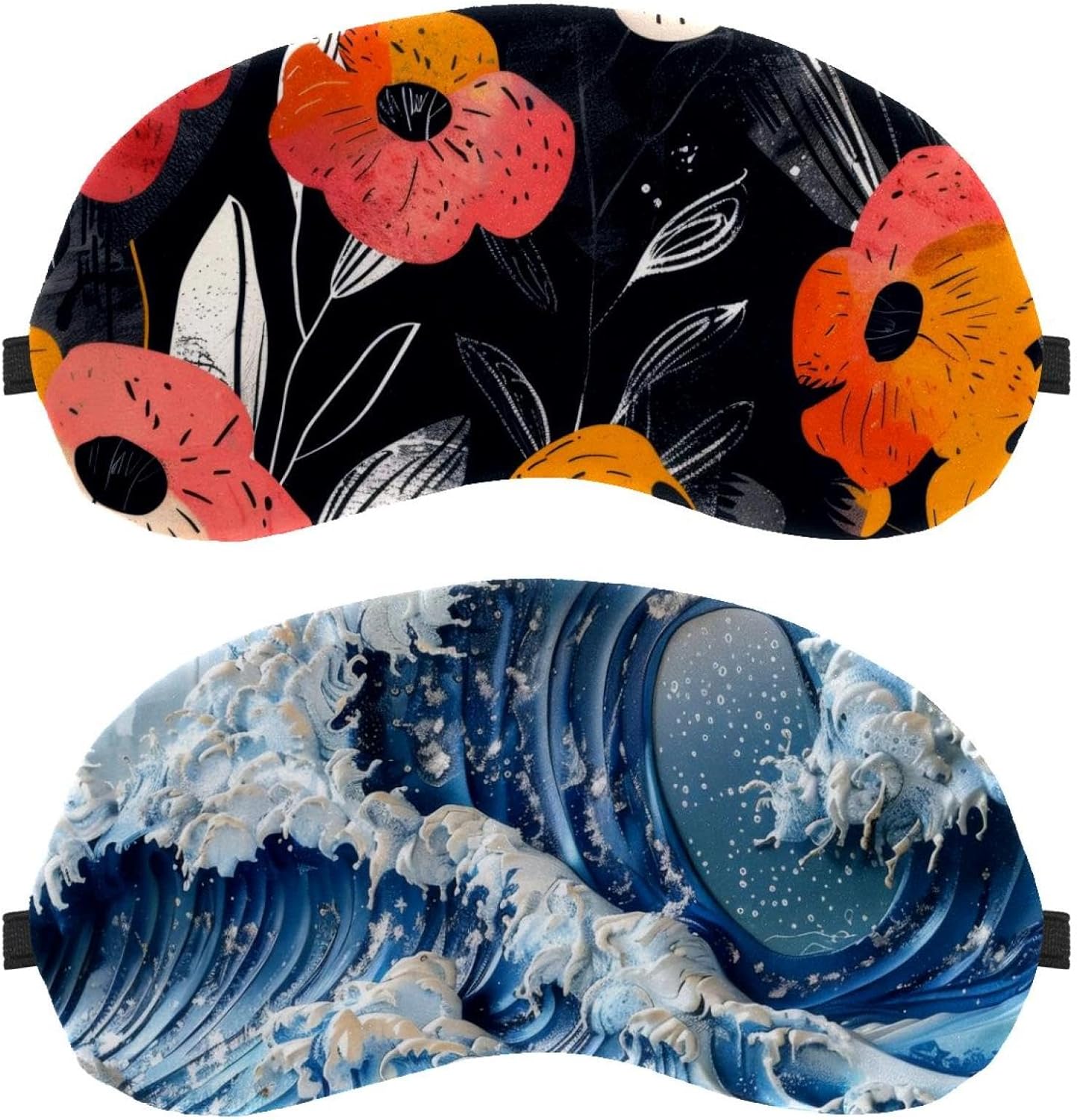 2 maschere per gli occhi SES, motivo a onde, per dormire, per dormire, per dormire, per viaggi, pisolini, aereo, blocco della luce