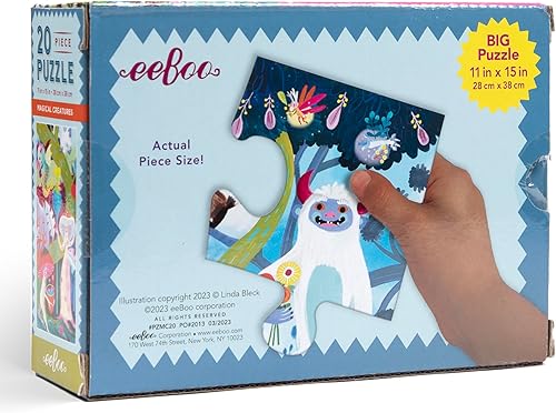 Miniatura 2 de eeBoo: Magical Creatures - Rompecabezas de 20 piezas, rompecabezas para niños de 15 x 11 pulgadas, piezas brillantes, rompecabezas preescolar, a