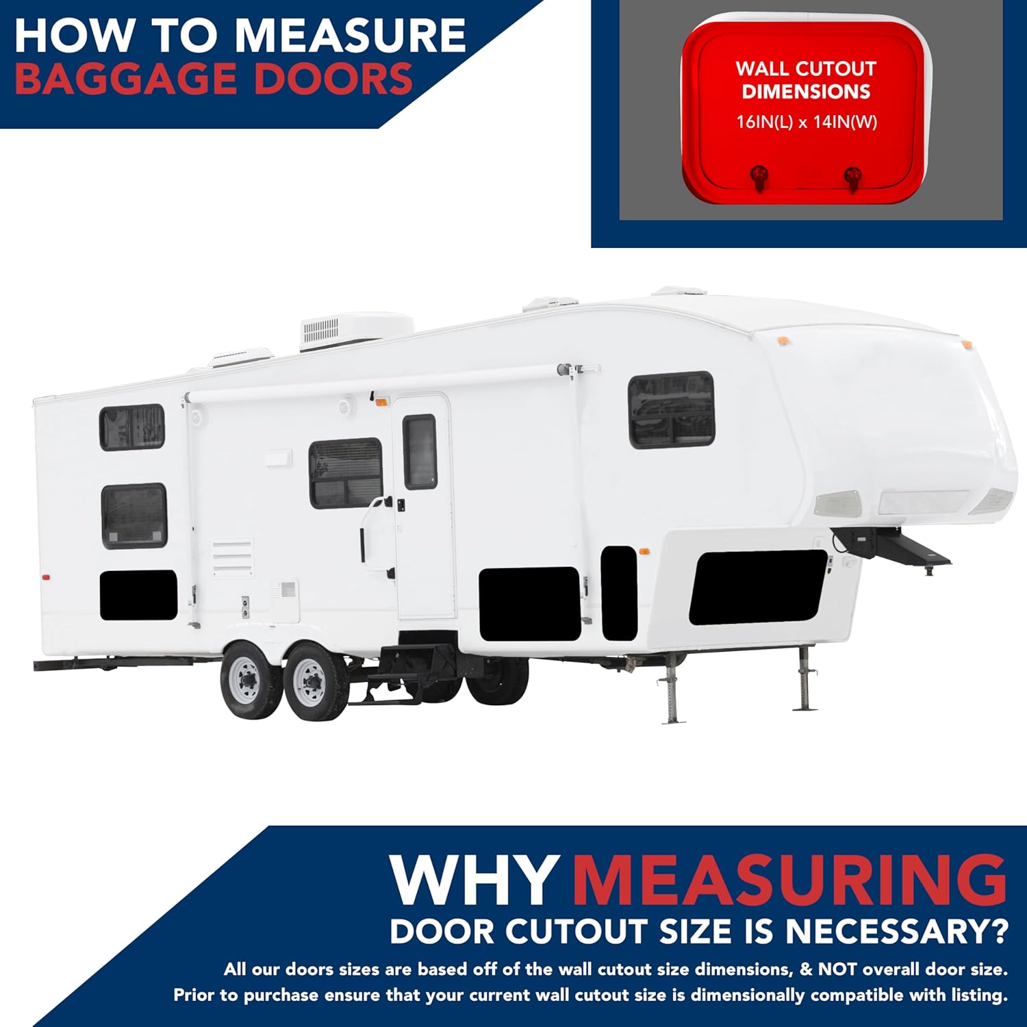 RV Baggage Door 16" Wide X 14" High with Rounded Corners and Thumblocks for RV's- Compartment Access Storage Doors with Top Hinge- Camper Trailer Motor Home
