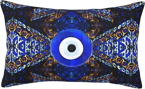 Vintage Greek Turkish Evil Eye Throw Pillow Cover, Cushion Case Decoration for Sofa Couch 14"x20"