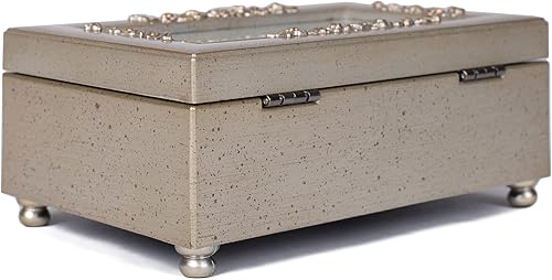 Miniatura 4 de Cottage Garden Caja de música pequeña con diseño de rosa en relieve en tono plateado con texto en relieve de sobrina Sweet Smile Bring Joy Plays You