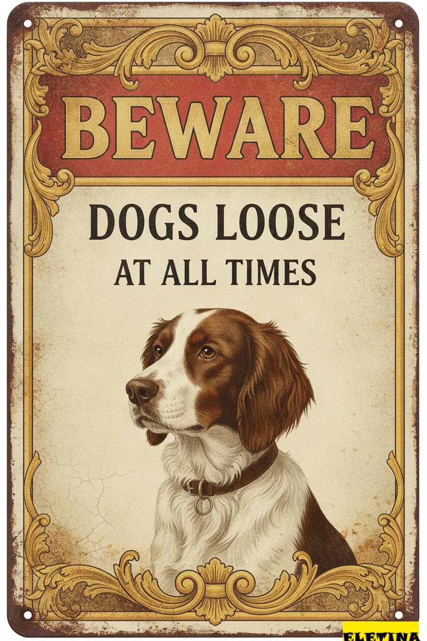 Dogs Loose Bull Terrier Warning Tin Sign, 8x12 Inch