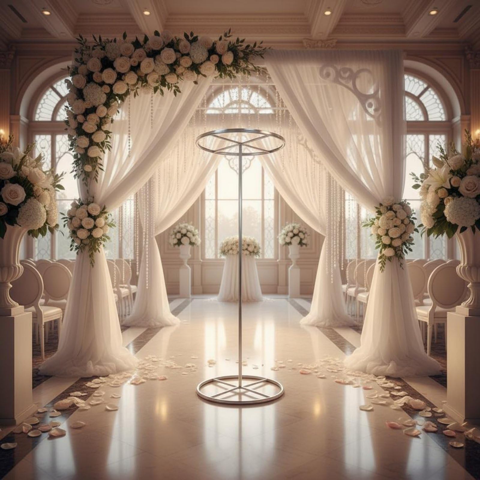rockible Wreath Frame Arco Rotondo per Allestimenti Struttura Supporto Cornice Telaio Estensibile 1.5-3m Design Versatile per Tendaggi E Fiori Adatto per, Bianco, 60 Cm