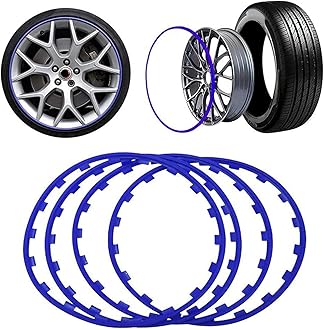 LenTLy 16-20"" Car Rims Edge Trim Protector Wheel Protection Ring, Alloy Wheel Edge Ring Rim Protectors Tyres Tire Guard Set of 4, Anti-Scratch Car Refit Trims Kit(Size:17 inch,Color:Blue)