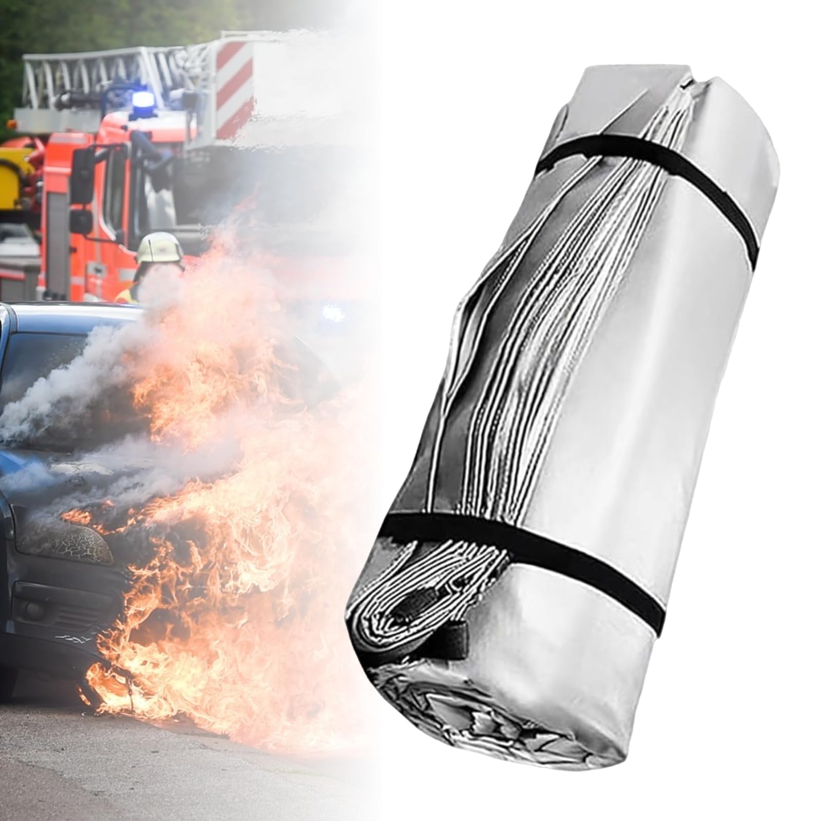 Gran Manta ignífuga de Silicona | Manta ignífuga para vehículos | Temperatura de Trabajo 800°C | Punto de fusión 1100°C | Reutilizable | con Bolsa de Transporte 6 * 8m/20 * 26ft