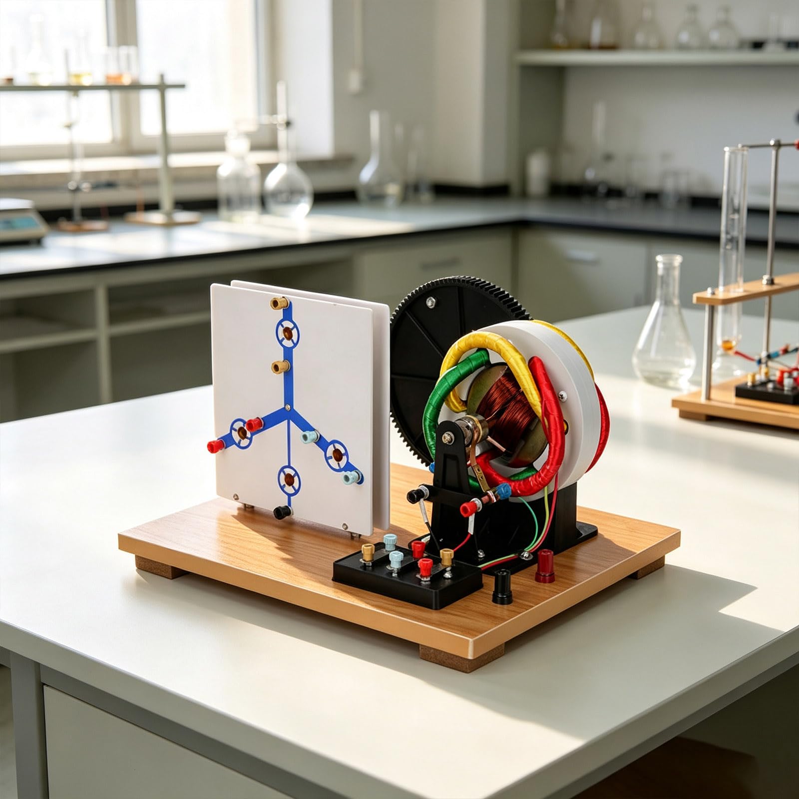 Generador de experimentos de circuito de física con manivela manual