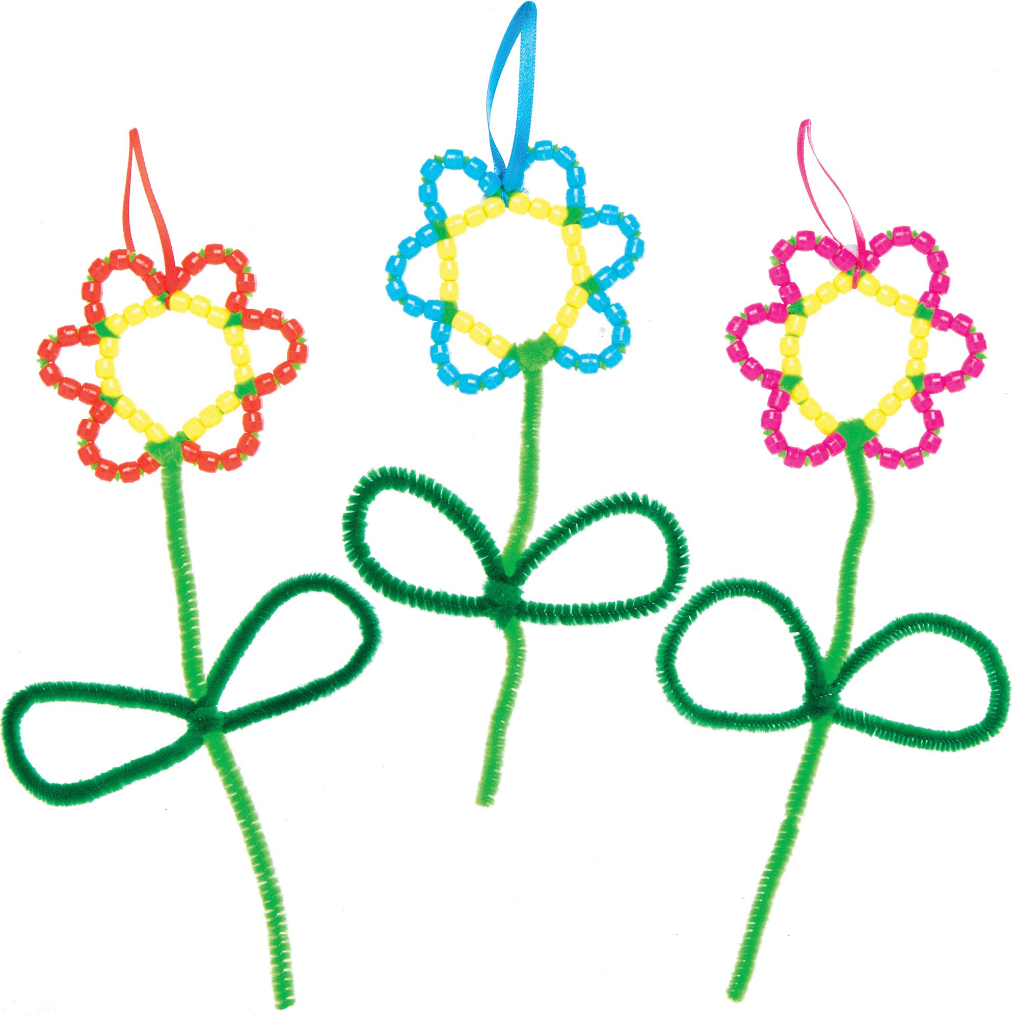 Baker Ross Fiori Di Perline Fai Da Te - Kit Creativo Per Bambini Con Scovolini E Perline Colorate - Artigianato Primaverile Per Piccoli Artist