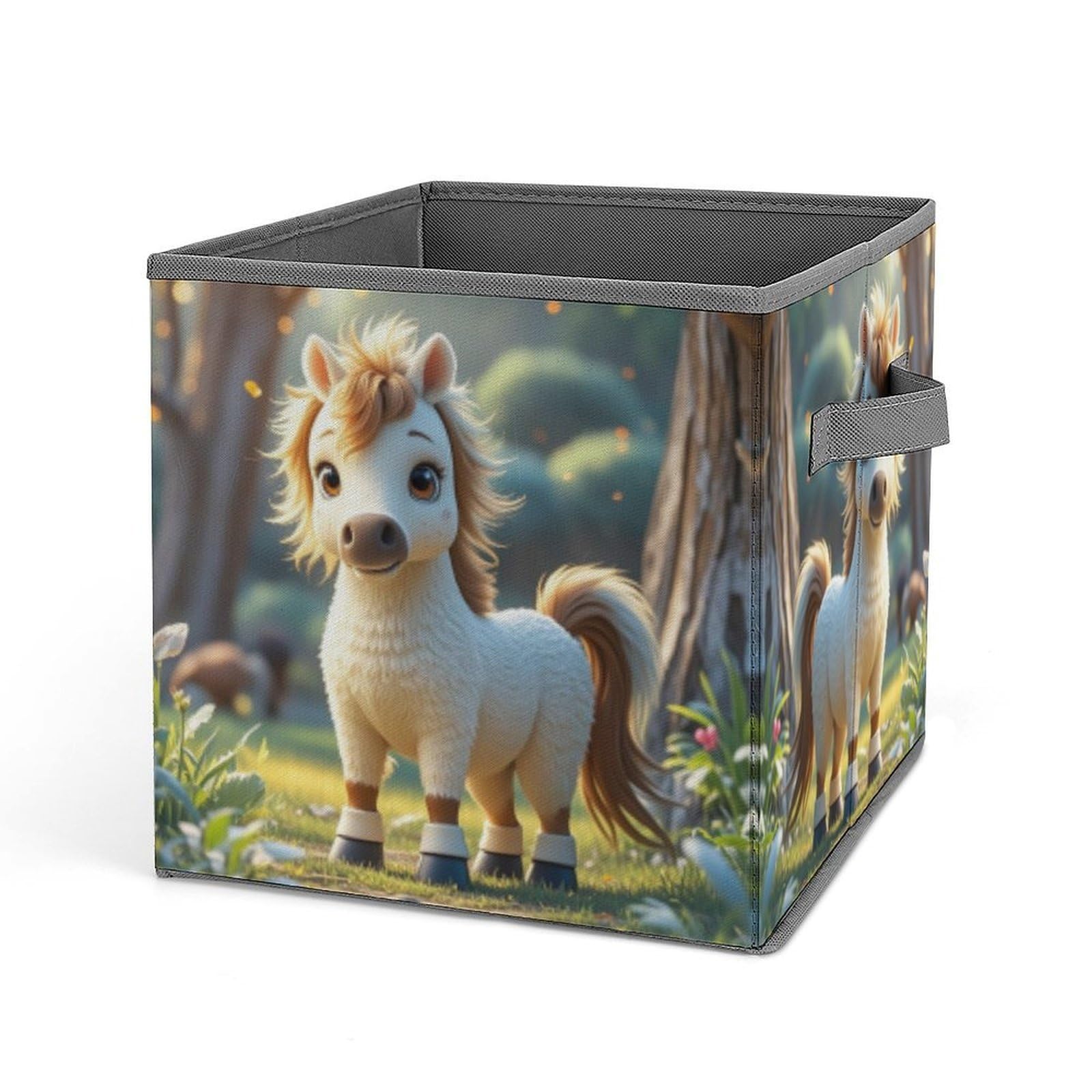 FekiLoot Cupid Arrow Love Horse Folding Storage Bins with Handles Large Fabric Storage Cube Storage Organizer Heavy Duty Closet Organizer Sturdy Collapsible Bin Foldable Baskets