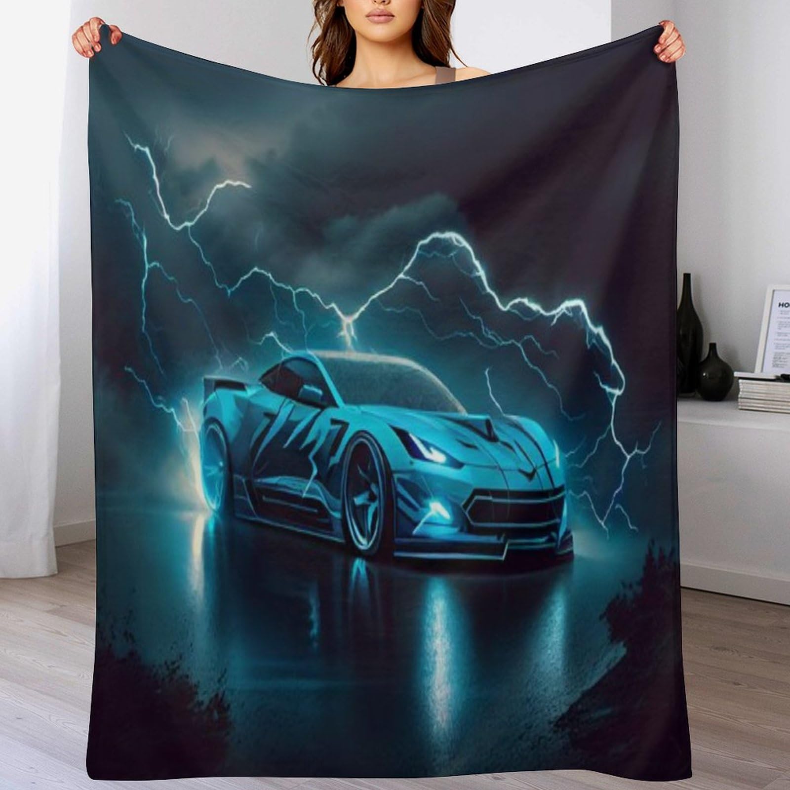 Couverture course de voiture en flanelle douce pour canapé-lit