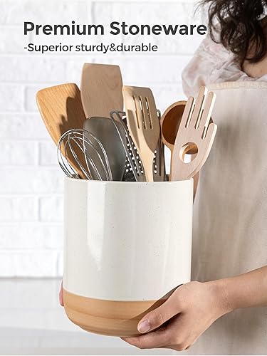 Miniatura 2 de AmorArc Soporte para utensilios de cerámica, 7.25 pulgadas + 5.4 pulgadas de cocina para encimera, organizador de encimera de cocina con parte