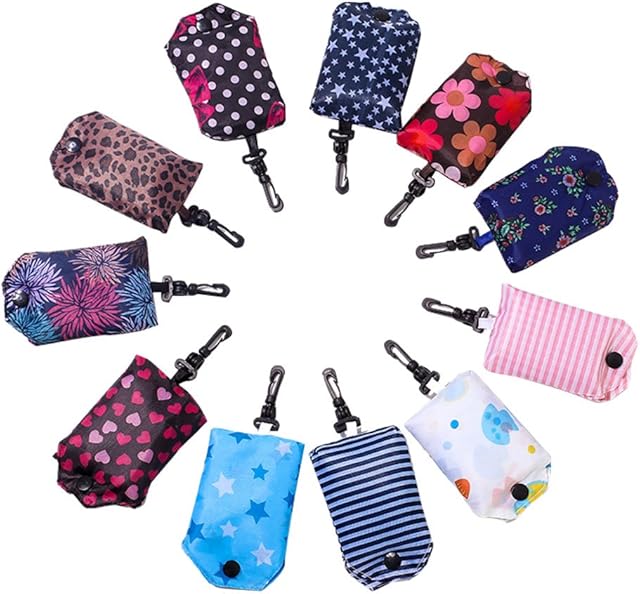 BuxiuGK 3 PCS Foldable Shopping Bag Reusable Grocery Bags Heavy Duty Style in Random Suitable for Shopping Home Travel Outdoor Camping
