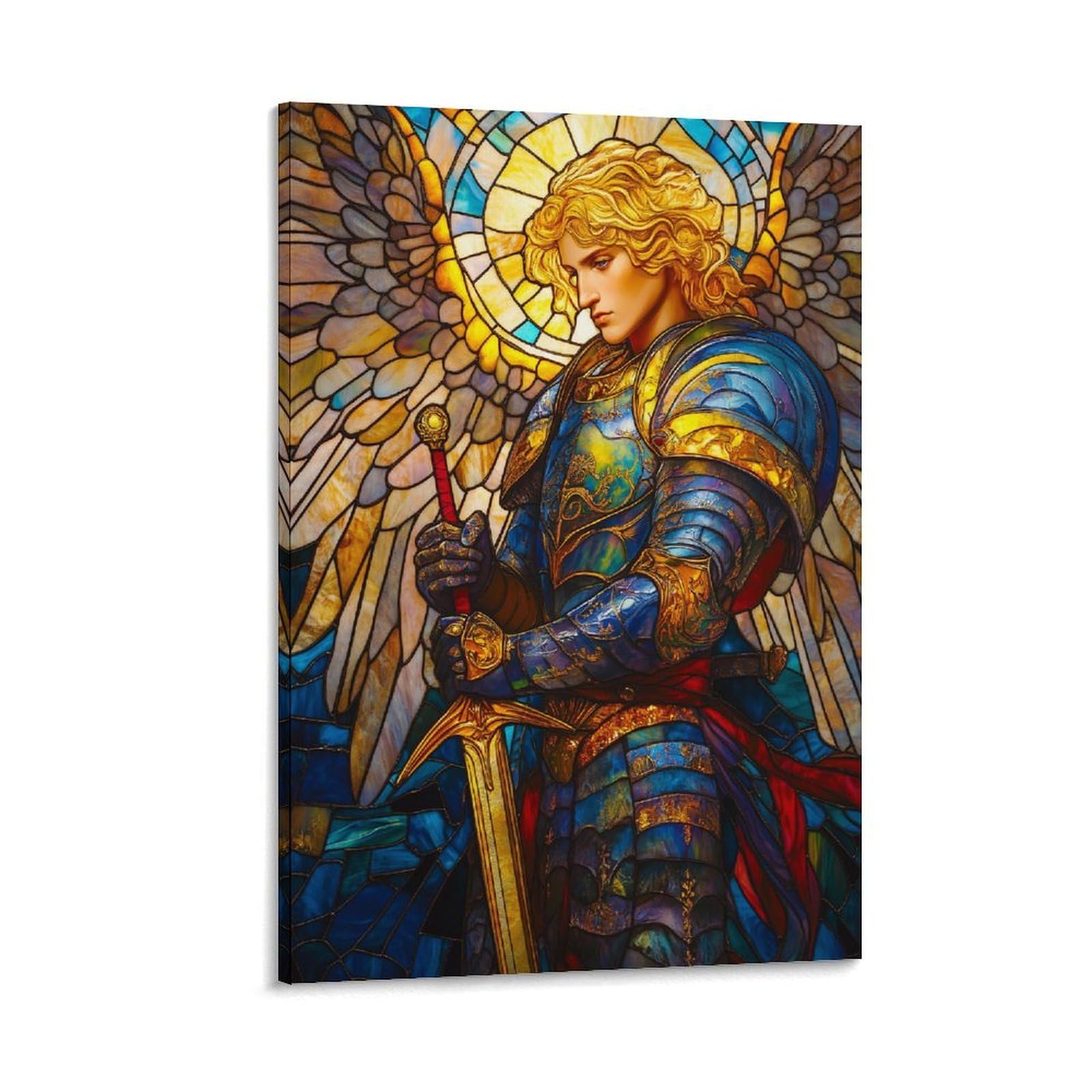 Riavbaodg Frame-Style-1 Archangel Michael Poster Artwork Angel Giclee Canvas Prints Modern Canvas Wall Art Picture Wall Hanging For Living Room Home Decorations 20X30inch(50X75cm)