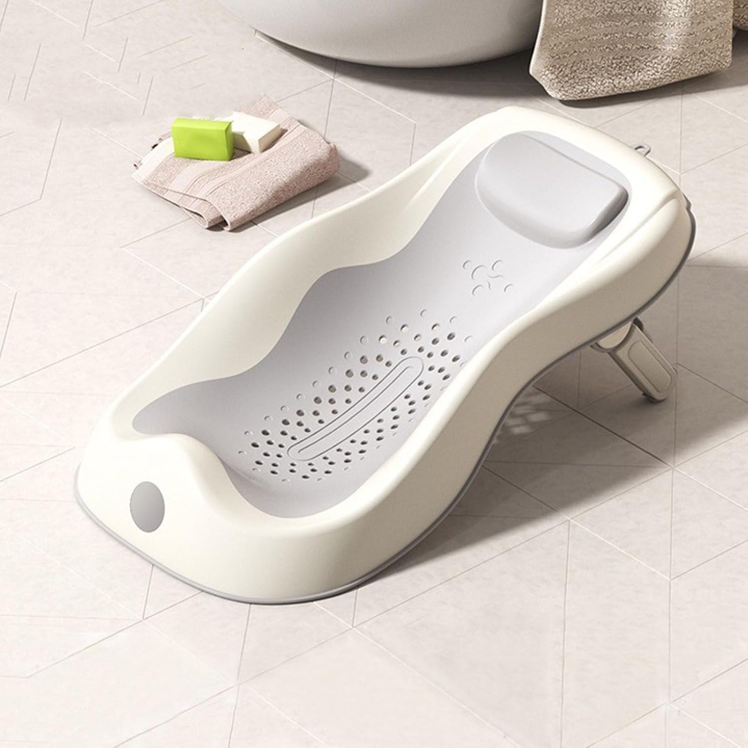 Semme Reclining Bath with Infant Bath Chair Slip Support for Safe Bathing TPE PP Construction Comfortable and Easy to