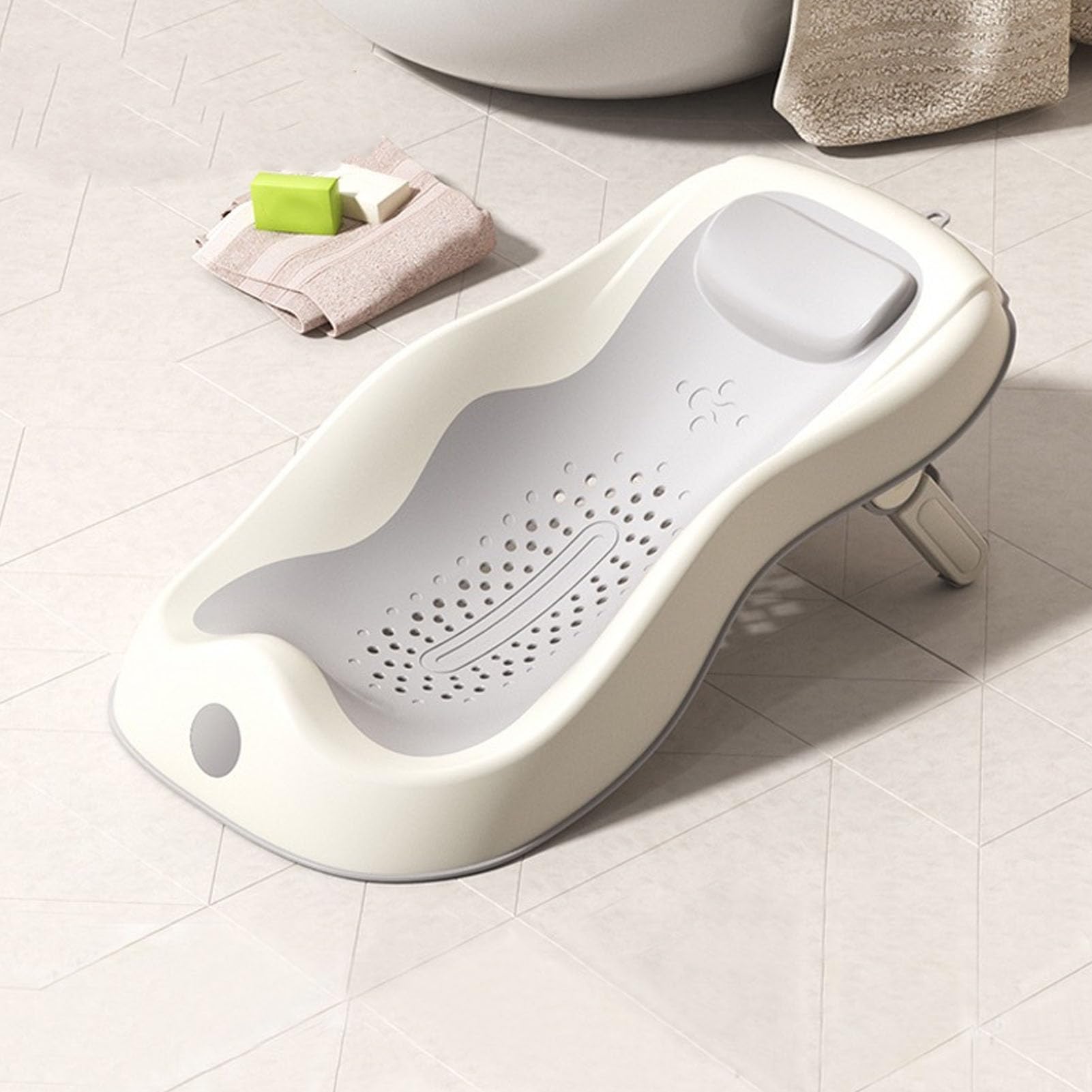 ViaGasaFamido Bañera Reclinada de bebé Bañera Plegable con Termómetro Bañera para los Elementos Esenciales de los Recién Nacidos
