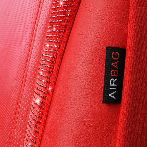 Miniatura 245 de CAR PASS Funda de asiento trasero de cuero y diamantes de imitación brillantes, impermeable, diseño de diamante brillante, ajuste universal, tiras