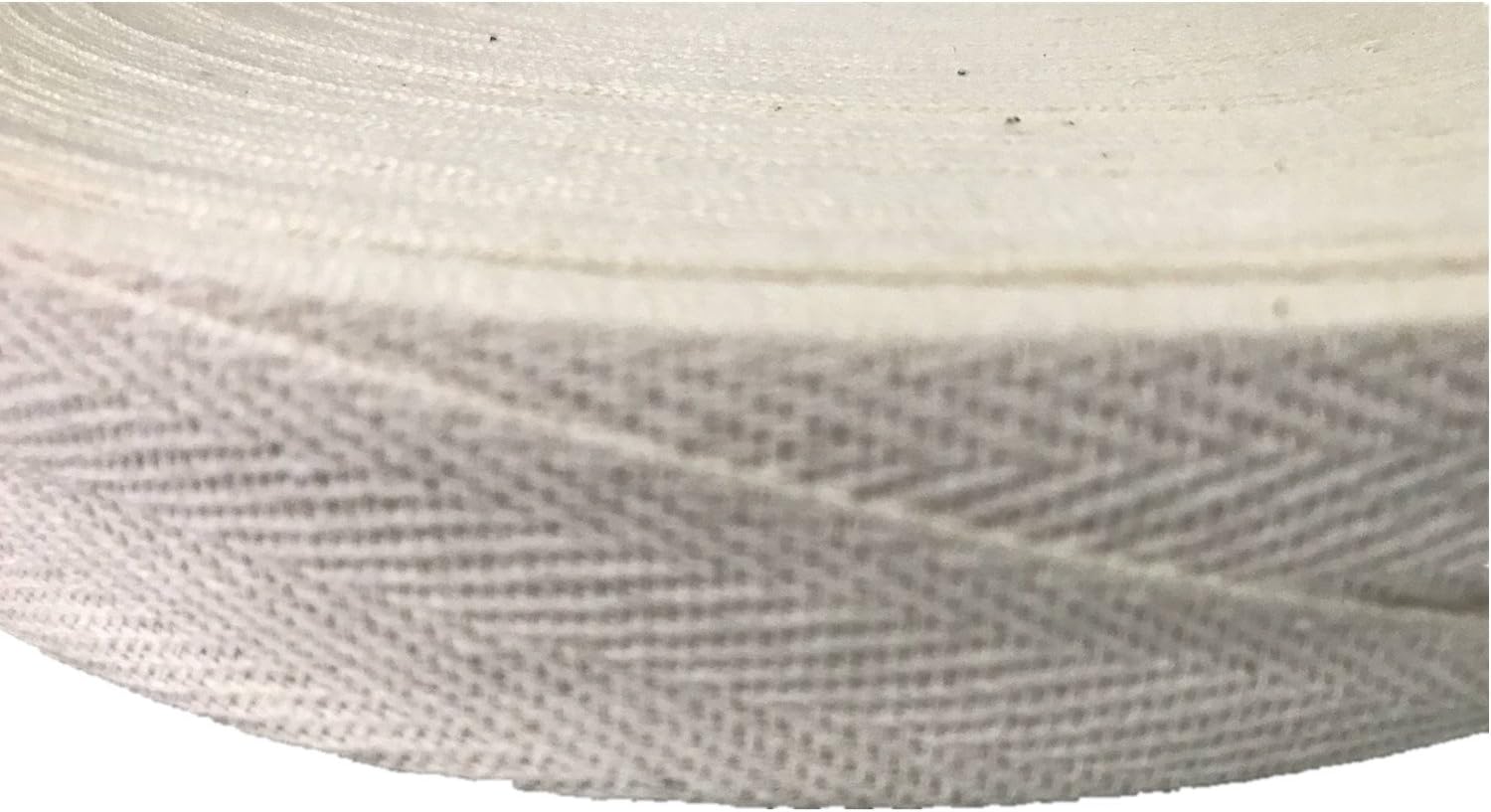 QIANF Twill Tape Ribbon 100% Cotton Natural Color 1 Inch Wide 50 Yard Roll Herringbone Tape(1 Inch-50Yard, Off-White)