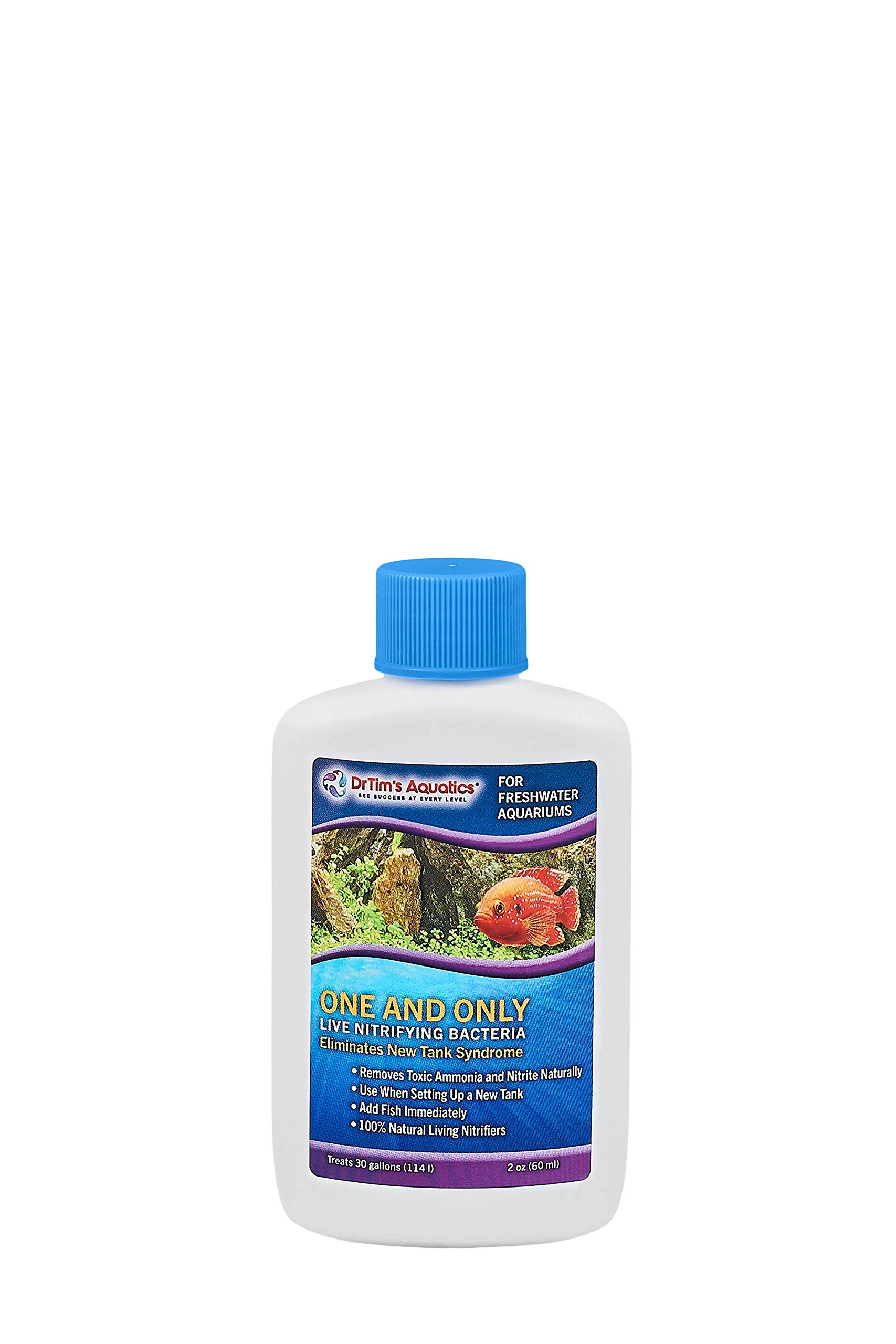 Dr.Tim’s Aquatics Freshwater One & Only Nitrifying Bacteria – For New Fish Tanks, Aquariums, Water Filtering, Disease Treatment – Eco-Friendly Fish Tank Cleaner – Removes Toxins – Treats 30 Gallons