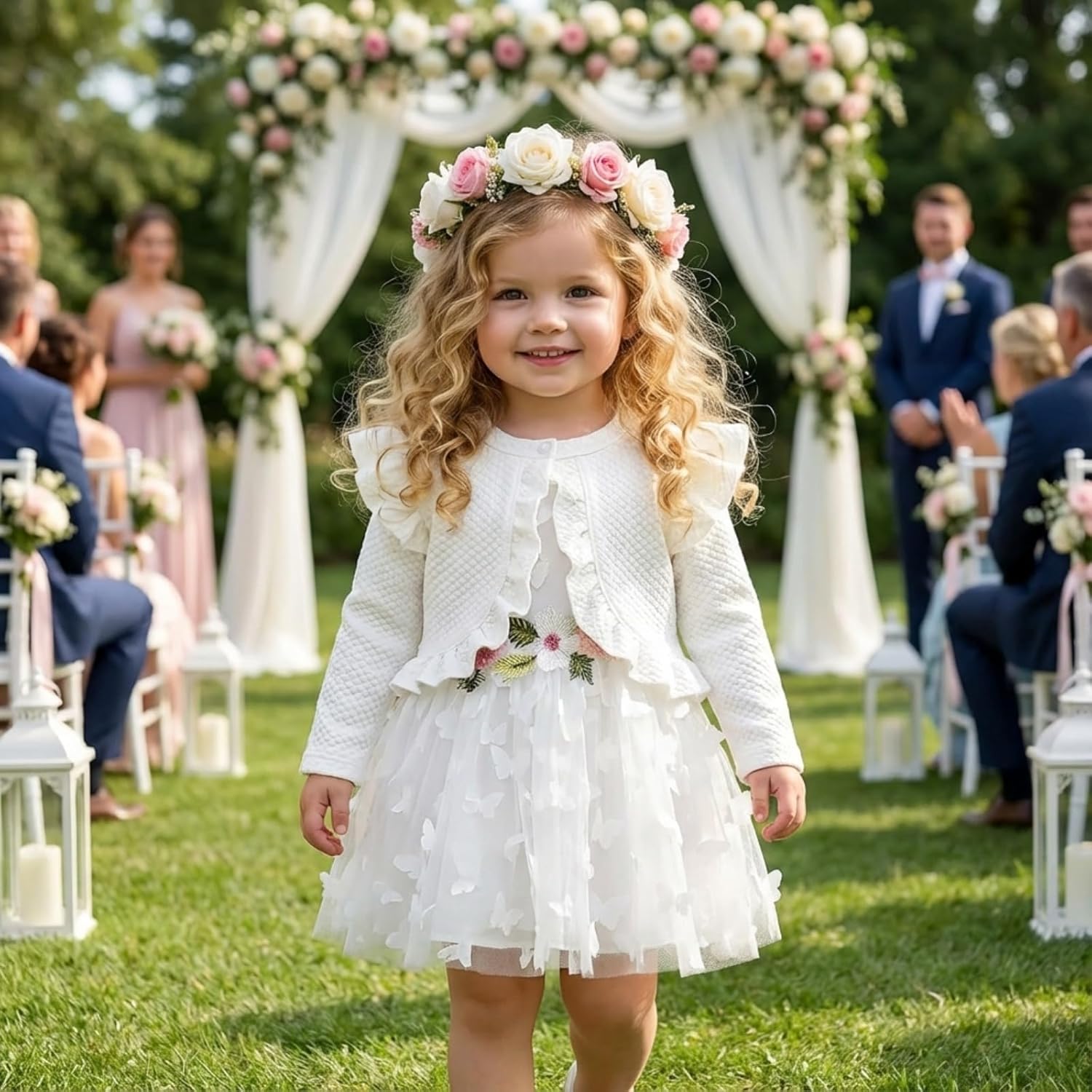 Newborn Baby Girls Tutu Dress Flower Butterfly Tulle Fairy Dress for Toddler Long Sleeve Party 2 Piece Outfit Set - Image 2