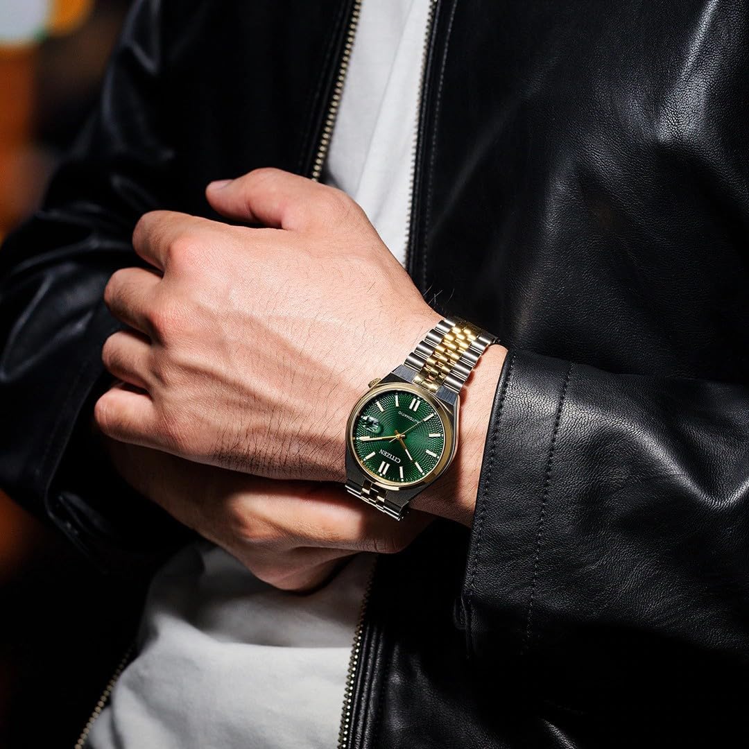 Citizen TSUYOSA Automatik Herrenuhr Edelstahl, Grün, 40 mm, NK0024-54X | Automatik | Keine Batterie Nötig | Saphirglas | 5 bar Wasserdicht | 60 Stunden Gangreserve | Edelstahlband