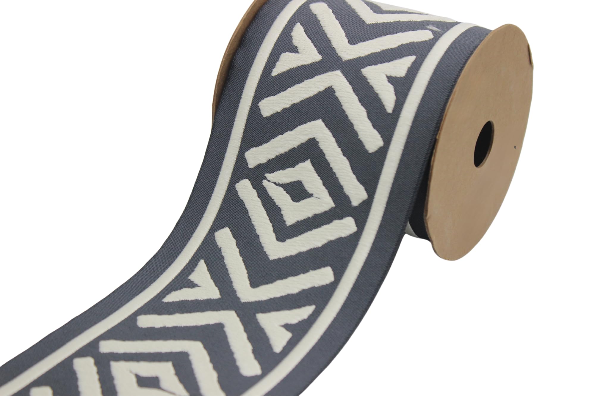 Ruban jacquard brodé haut de gamme gris foncé 10 cm motif 207