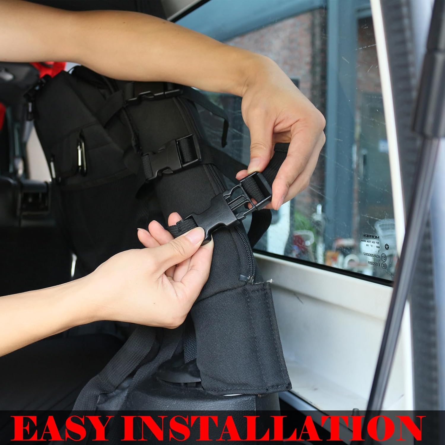 Wrangler Roll Bar Storage Bag Cage with Star Logo for JK TL LJ JL 4-Door Organizers Accessories with Multi-Pockets Tool Kits Bottle Drink Phone Gadget Holder - Pack of 2 Cargo Bag Saddlebag