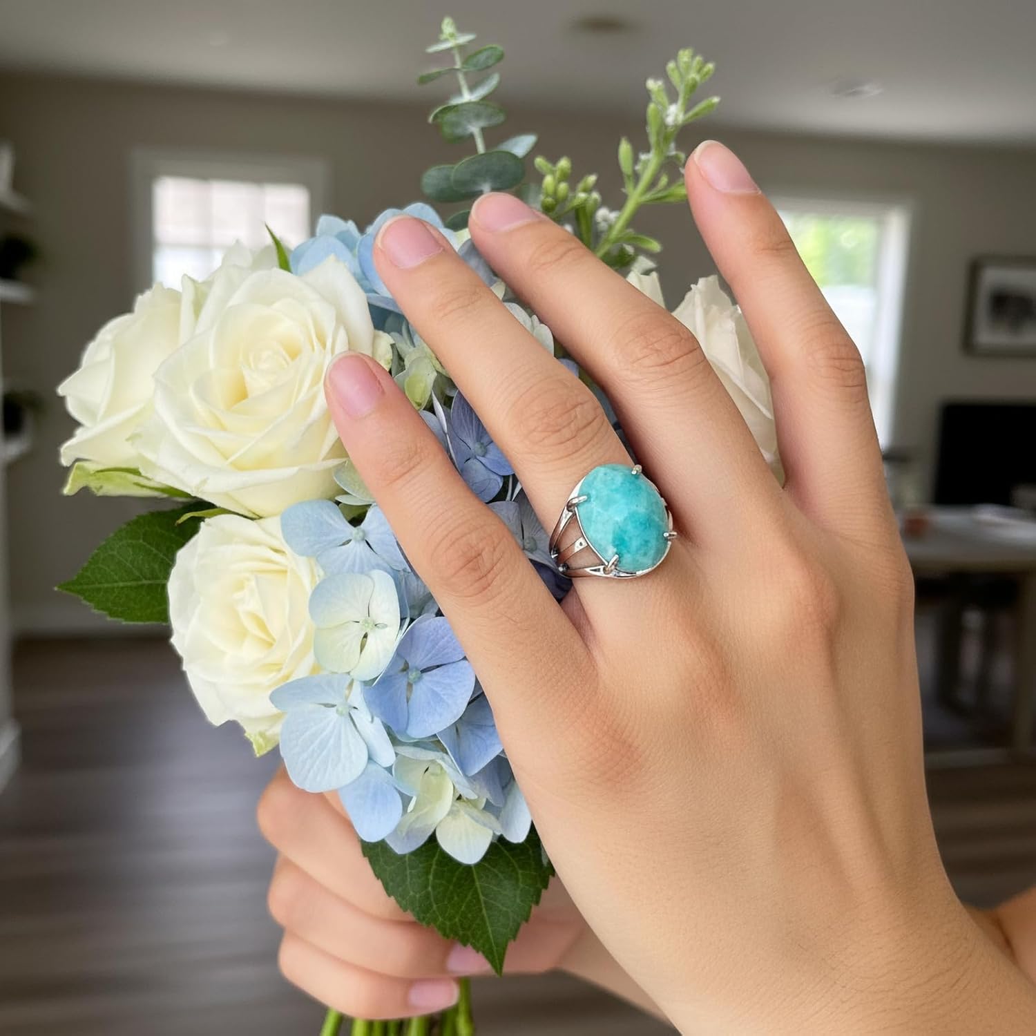 Amethyst Rings, Natural Oval Shape Gemstone Birthstone Rings Spiritual Jewelry, Healing Reiki Purple Crystal Rings for Women - Image 5