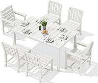 Vista 18 de SERWALL Juego de comedor para exteriores de 9 piezas, mesa de comedor expandible de 60 a 83 pulgadas y 8 sillas de polietileno de alta densidad